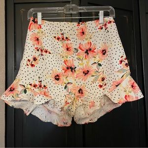 Vintage style floral high rise shorts
